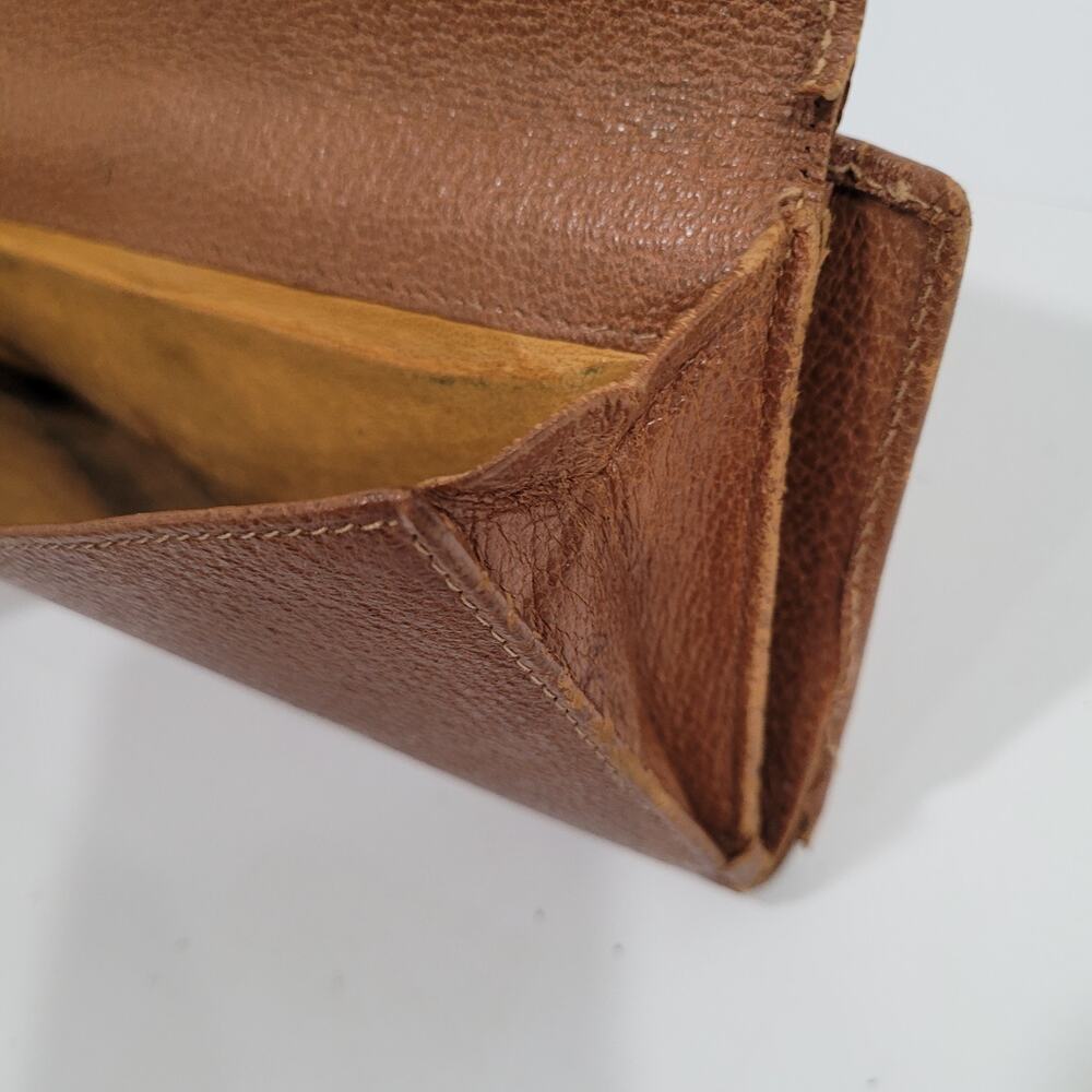GUCCI Vintage Byckle Clasp Wallet Bifold Brown Large Retro Clutch Leather Fair - Picture 13 of 16